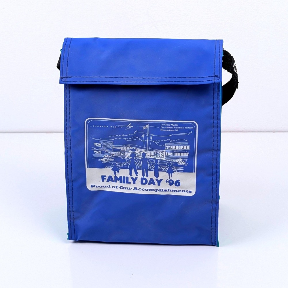 Vintage 1996 Lockheed Martin Family Day Koozie Insulated Lunch Bag Blue Teal